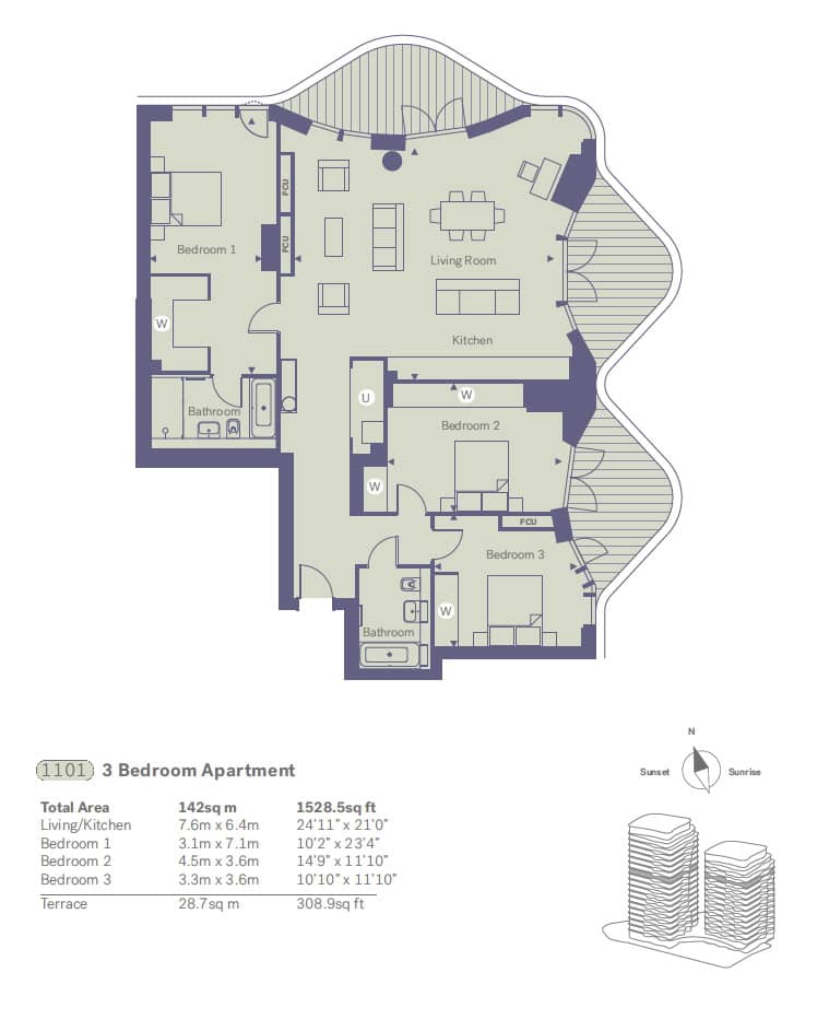 Triptych | Bankside | Example Plan East Block